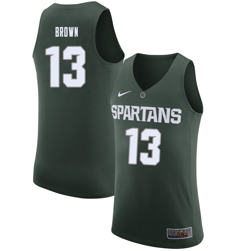 Men #13 Gabe Brown Michigan State Spartans College Basketball Jerseys Sale-Green